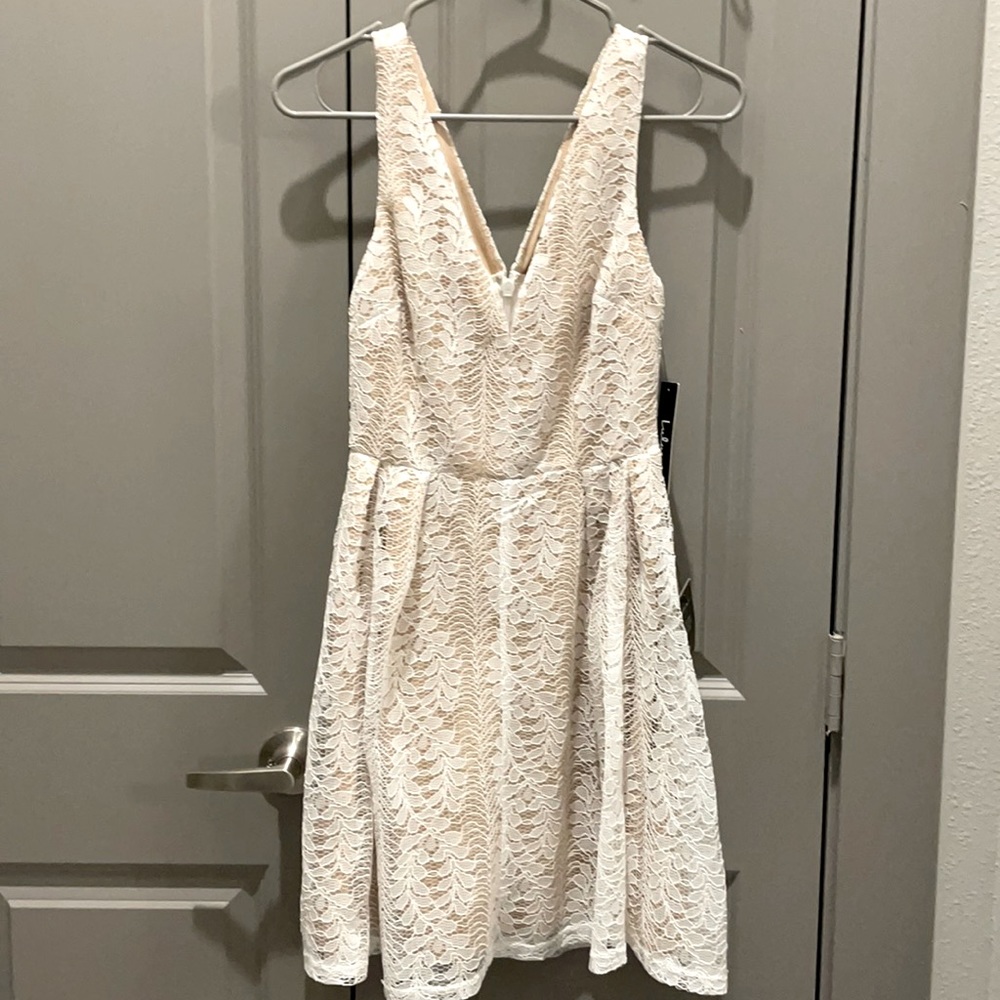 White/Beige Dress LuLus